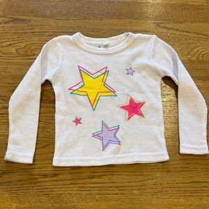 Hannah Sky Denny’s White Star Long Sleeve Waffle Kids Tee 3T LIKE NEW